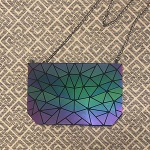Geometric Luminous Purse for Women Holographic Reflective Crossbody Bag